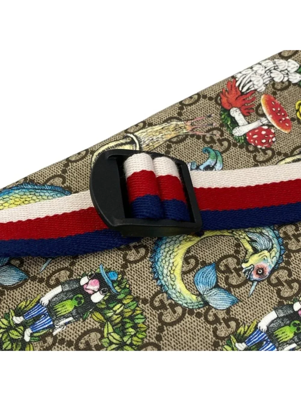 Gucci Backpack Yuko Higuchi Brown Red Multi 2-Way Drawstring Leather